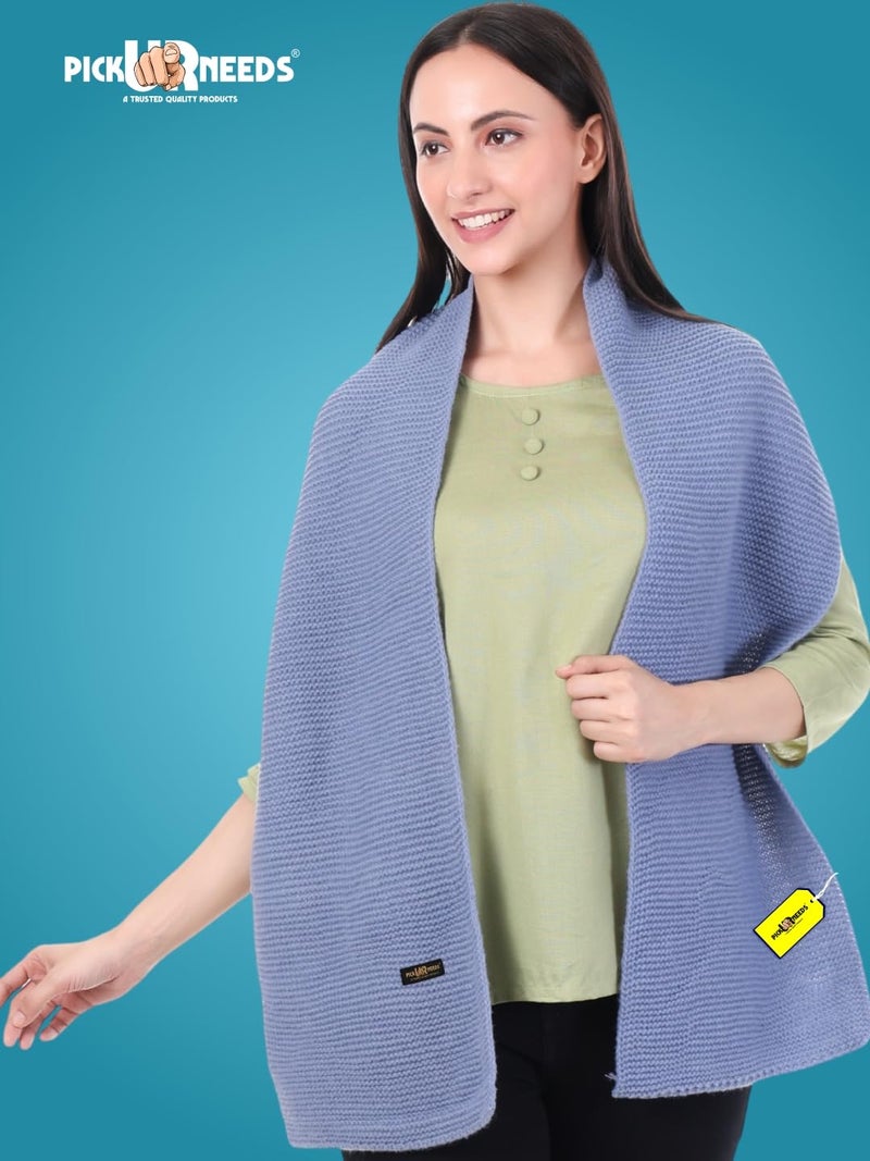 Pick Ur Needs Premium Knitted Winter Shawl/Stole for Women | Soft & Warm Woolen Wrap | Multipurpose Muffler,Shrug & Scarf (Grey) - Image 2