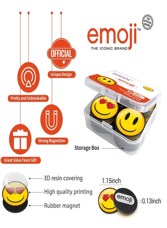 موركارت مجموعة موركارت من 16 قطعة من مغناطيسات الثلاجة، مغناطيسات إيموجي، مغناطيسات وجوه مبتسمة للخزائن والسبورات البيضاء، مغناطيسات زخرفية لطيفة للفصول الدراسية والمطابخ والمكاتب، هدايا للمعلمين والعائلة والأصدقاء - Image 2