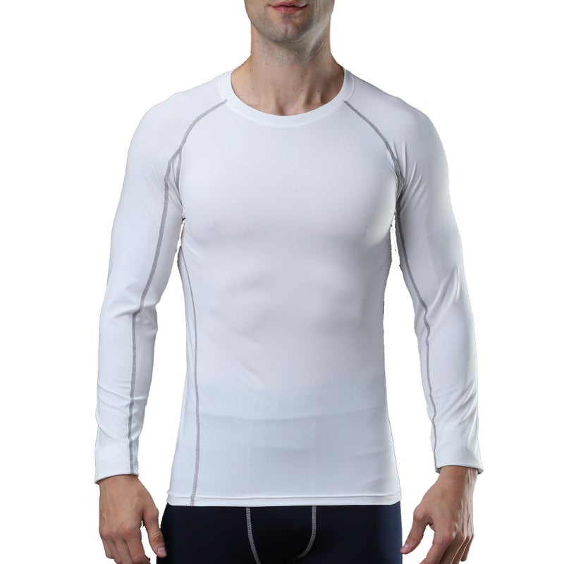 Men Athletic Shirt Quick Dry Elastic Base Layer O-Neck Long Sleeve Sport Workout T-Shirt Tops - Image 1