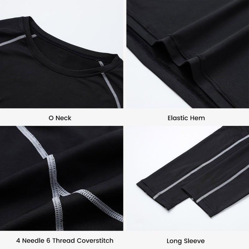 Men Athletic Shirt Quick Dry Elastic Base Layer O-Neck Long Sleeve Sport Workout T-Shirt Tops - Image 2