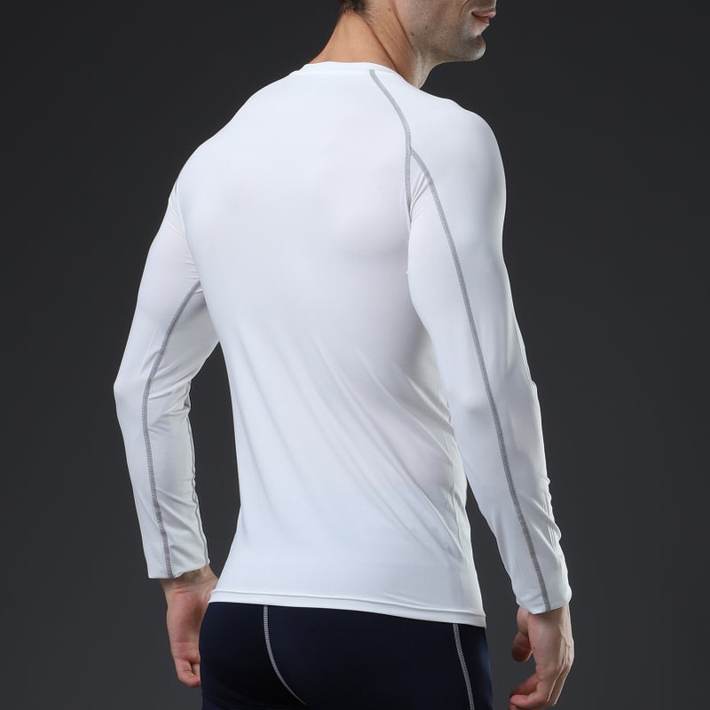Men Athletic Shirt Quick Dry Elastic Base Layer O-Neck Long Sleeve Sport Workout T-Shirt Tops - Image 4
