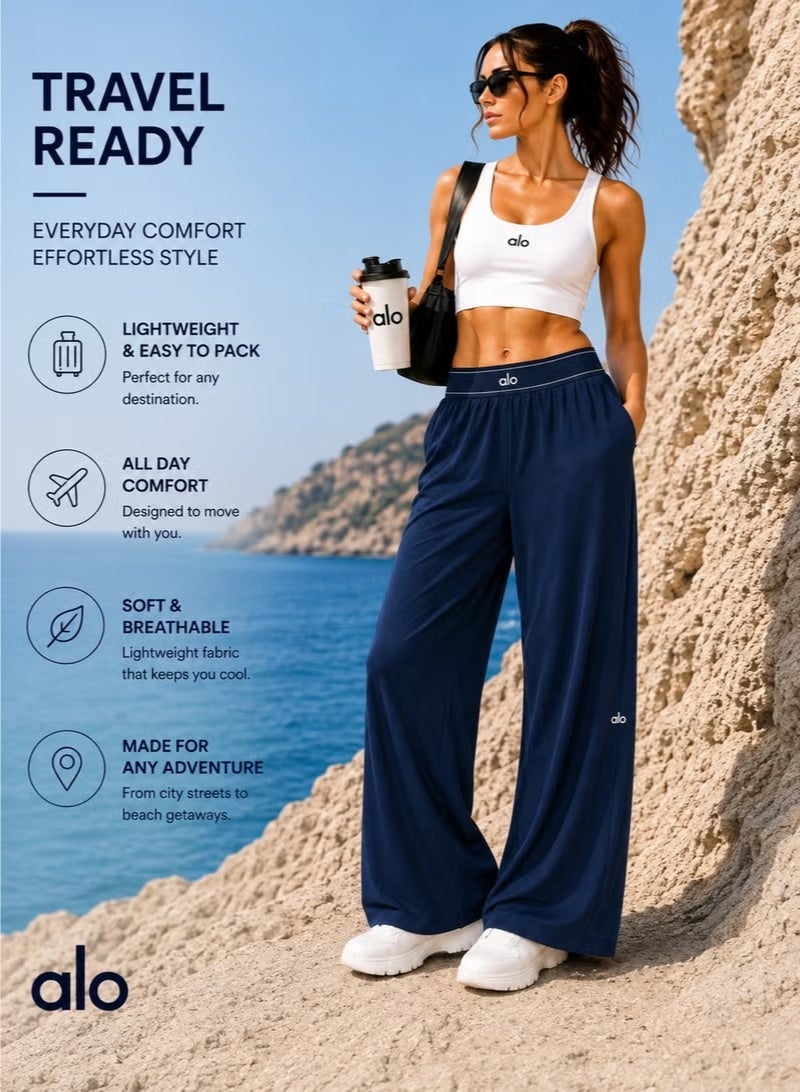 ALO Yoga 30 Inseam Suit Up Trouser, Regular Fit Wide Leg Pants for Women (Designed for Heights 5'7 Under) - Navy - Image 3