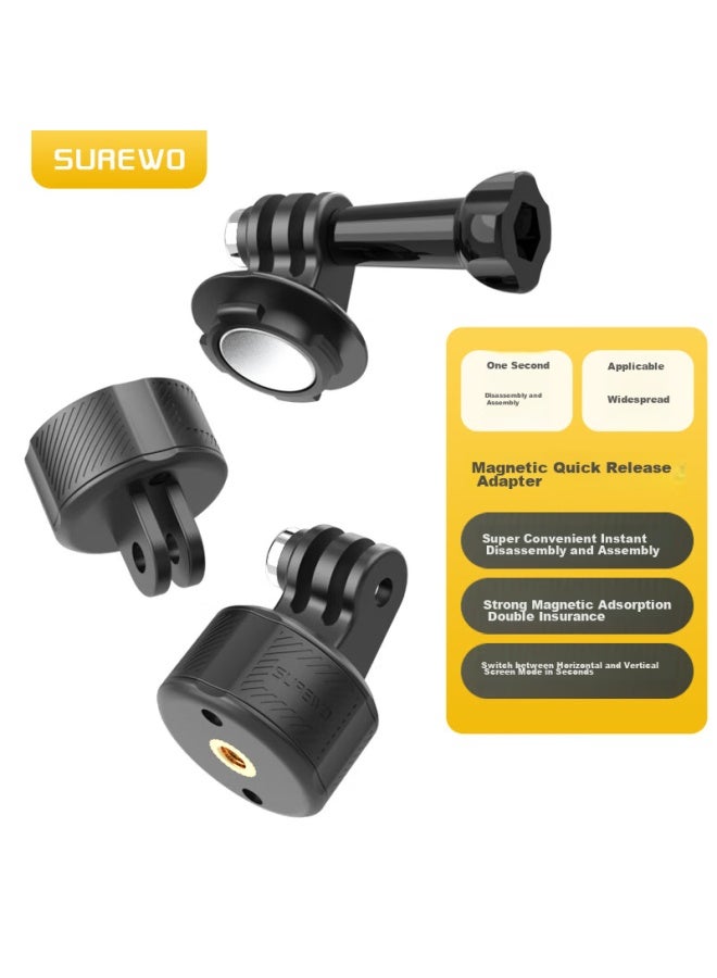 Surewo Magnetic Quick-release Adapter For Dji Action 5 Pro/6 And Gopro 13 Action Cameras, Compatible With Ace Pro, Mounting Base For Action 5/4/3 Accessories - Image 1
