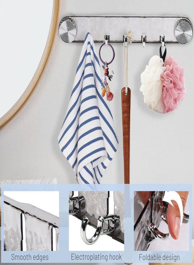 Realand 2 Pack Strong Suction Cup Hooks, 5 Folding No Drill Removable Wall Acrylic Modern Heavy Duty Shower Towel Hooks for Bathroom Kitchen, Clear Grey - Image 3