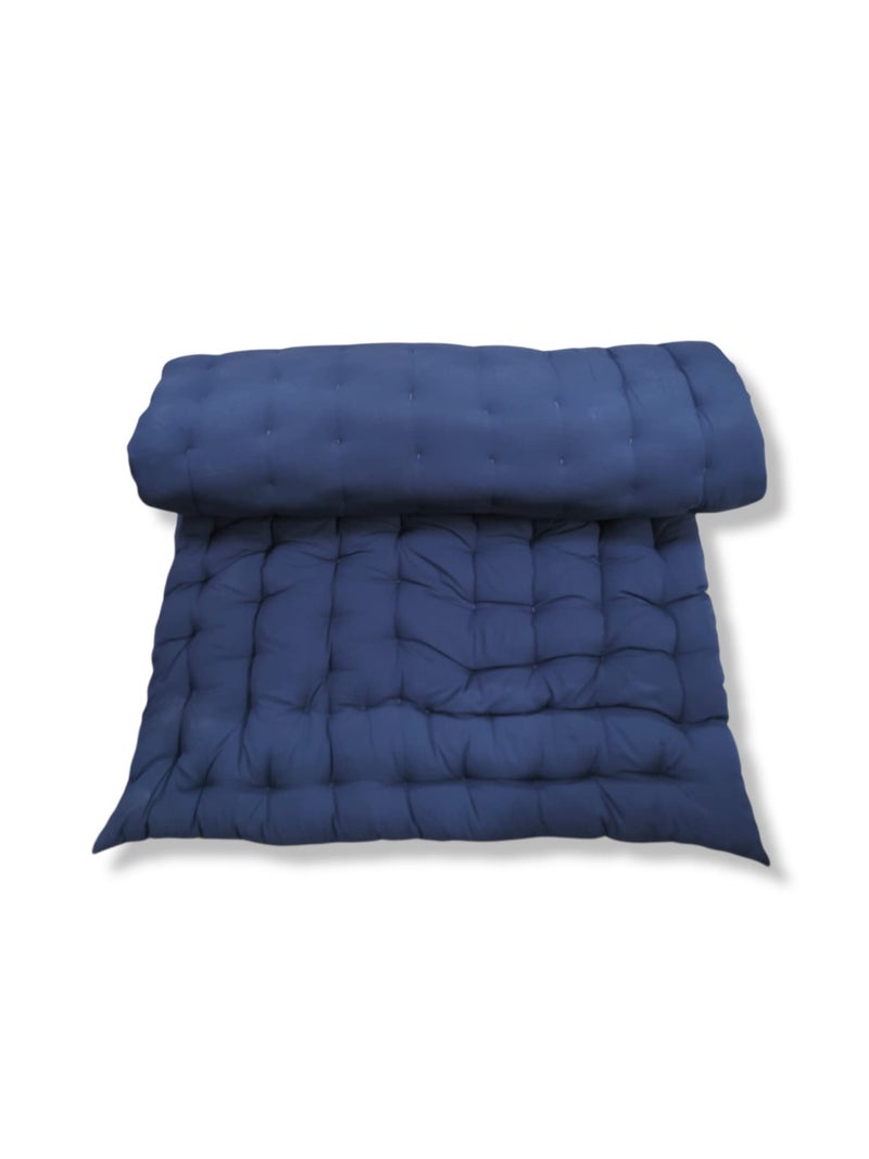 ATOOTFUSION Soft Cotton Quilt Mattress. Foldable, Lightweight, Single Firm Mattress in Navy Blue (3 x 6 ft or 72 x 36 Inches). Elevate Your Sleep - Image 1