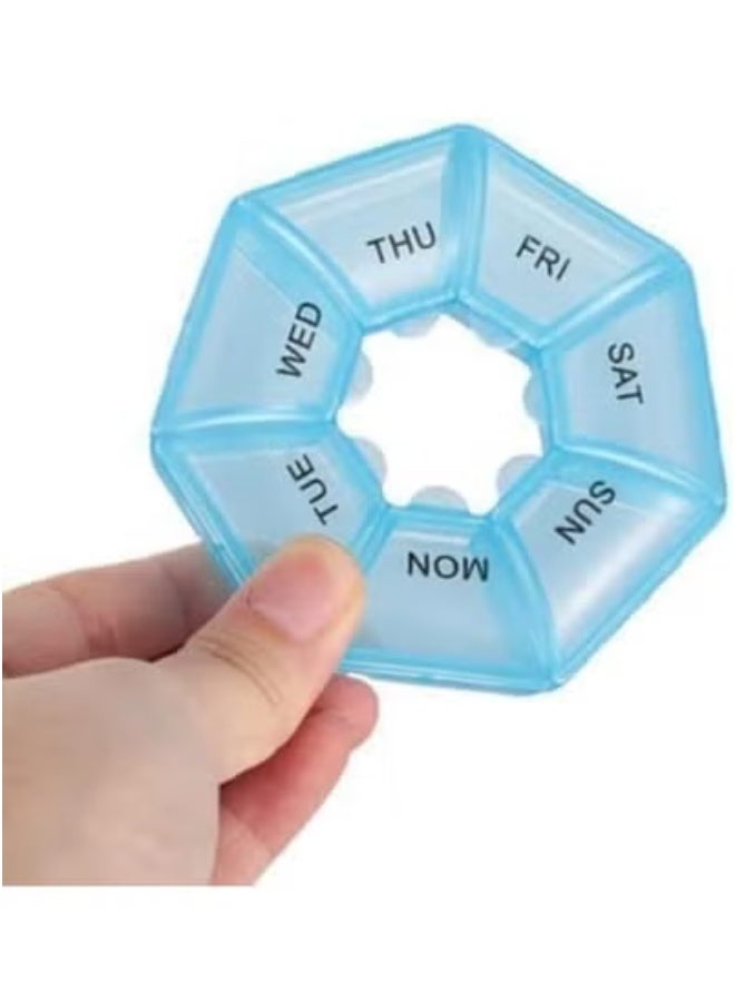 Portable 7 Day Weekly Pill Organizer, Solid Color Plastic Pill Storage Box, Compact Medicine Divider for Daily Use Capsules and Supplements, Travel Pill Case for Health and Beauty Routine (Light Blue) - Image 1