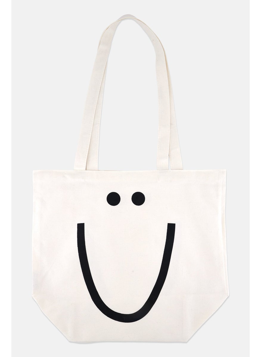 YOTO Women Graphic Print Shopper Bag 43 H x 49 L x 21 W cm, Off-White  - Image 2