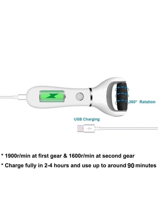 BOMPOW Foot Scrubber Electric Callus Remover Rechargeable Foot File Hard Skin Remover Pedicure Tools Electronic Callus kit for Cracked Heels and Dead Skin with 2 Roller Heads, Blue - Image 2