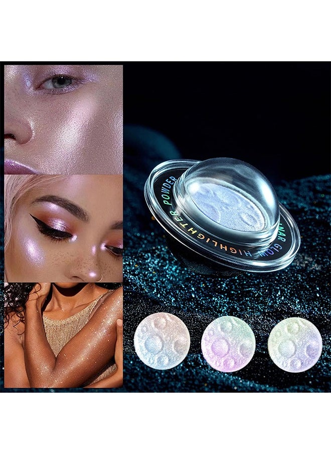 maffick Planetary Highlighter,Multichrome Glitter Highlighters - Planet Highlighter, Planet-Inspired Shimmer for Silky, Natural Glow | Face & Body Brightening Makeup (03# Yellow with purple in the middle)  - Image 3