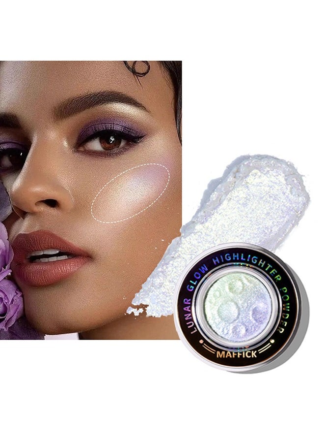 maffick Planetary Highlighter,Multichrome Glitter Highlighters - Planet Highlighter, Planet-Inspired Shimmer for Silky, Natural Glow | Face & Body Brightening Makeup (03# Yellow with purple in the middle)  - Image 1
