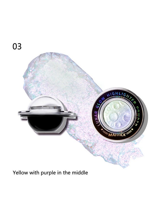 maffick Planetary Highlighter,Multichrome Glitter Highlighters - Planet Highlighter, Planet-Inspired Shimmer for Silky, Natural Glow | Face & Body Brightening Makeup (03# Yellow with purple in the middle)  - Image 2