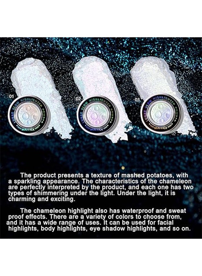 maffick Planetary Highlighter,Multichrome Glitter Highlighters - Planet Highlighter, Planet-Inspired Shimmer for Silky, Natural Glow | Face & Body Brightening Makeup (03# Yellow with purple in the middle)  - Image 5