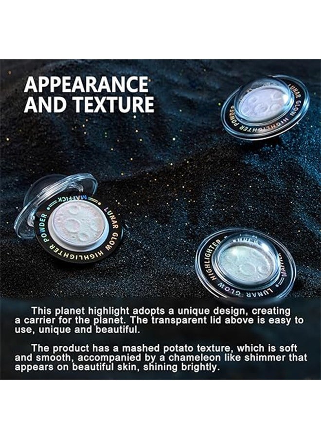 maffick - Planetary Highlighter,Multichrome Glitter Highlighters - Planet Highlighter, Planet-Inspired Shimmer for Silky, Natural Glow | Face & Body Brightening Makeup (03# Yellow with purple in the middle) - Image 1