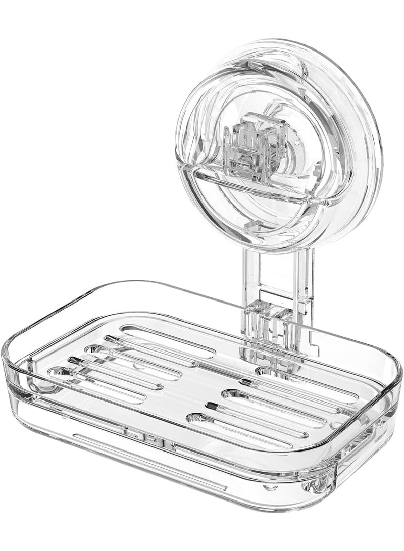 SYOSI Soap Dish, Upgraded Reusable Shower Soap Holder with Strong Suction Cup, Self-Draining and Easy to Clean, Quick Install in Seconds, Suitable for Bathroom Bathtub Kitchen Sink RV - Image 1