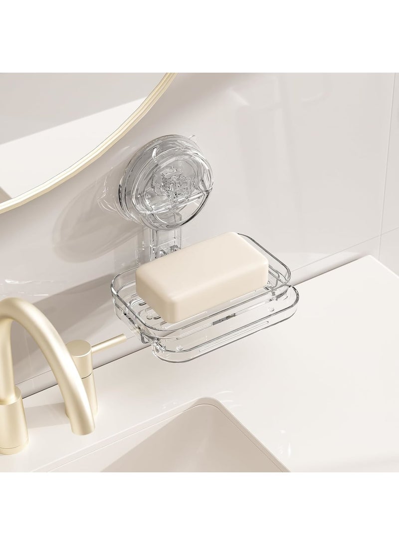 SYOSI Soap Dish, Upgraded Reusable Shower Soap Holder with Strong Suction Cup, Self-Draining and Easy to Clean, Quick Install in Seconds, Suitable for Bathroom Bathtub Kitchen Sink RV - Image 5
