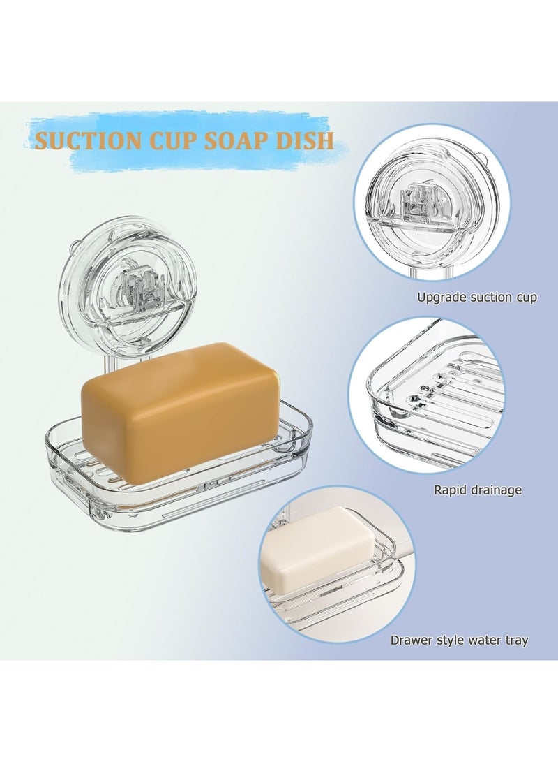 SYOSI Soap Dish, Upgraded Reusable Shower Soap Holder with Strong Suction Cup, Self-Draining and Easy to Clean, Quick Install in Seconds, Suitable for Bathroom Bathtub Kitchen Sink RV - Image 4