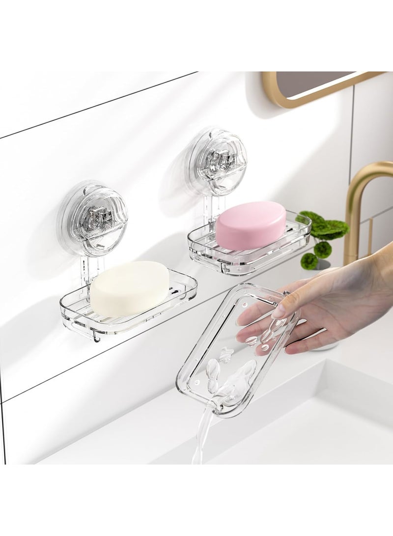 SYOSI Soap Dish, Upgraded Reusable Shower Soap Holder with Strong Suction Cup, Self-Draining and Easy to Clean, Quick Install in Seconds, Suitable for Bathroom Bathtub Kitchen Sink RV - Image 3