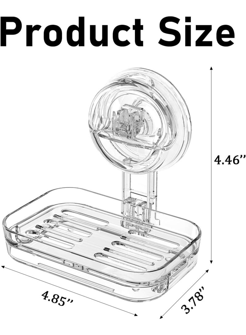 SYOSI Soap Dish, Upgraded Reusable Shower Soap Holder with Strong Suction Cup, Self-Draining and Easy to Clean, Quick Install in Seconds, Suitable for Bathroom Bathtub Kitchen Sink RV - Image 2