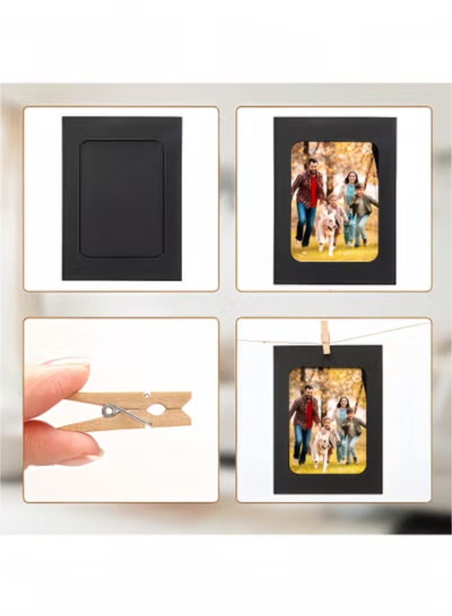 تخيل 30 قطعة إطارات صور ورقية 11.5x15.5 سم مع مشابك خشب وخيط - مجموعة تعليق إبداعية لديكور جدران المنزل، السكن الطلابي والمكاتب - Image 5