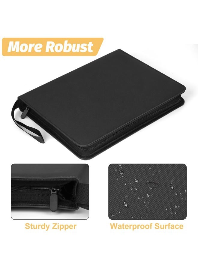 GERMUN 9 Pocket Card Binder, Premium Zip Trading Card Binder, 720 Double Sided Pocket PU Card Collection Binder, Collector Card Album, Card Folder for MTG, TCG, Sports Cards, Game Cards (Black1) - Image 2