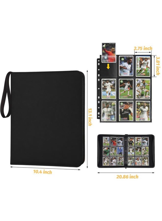 GERMUN 9 Pocket Card Binder, Premium Zip Trading Card Binder, 720 Double Sided Pocket PU Card Collection Binder, Collector Card Album, Card Folder for MTG, TCG, Sports Cards, Game Cards (Black1) - Image 3