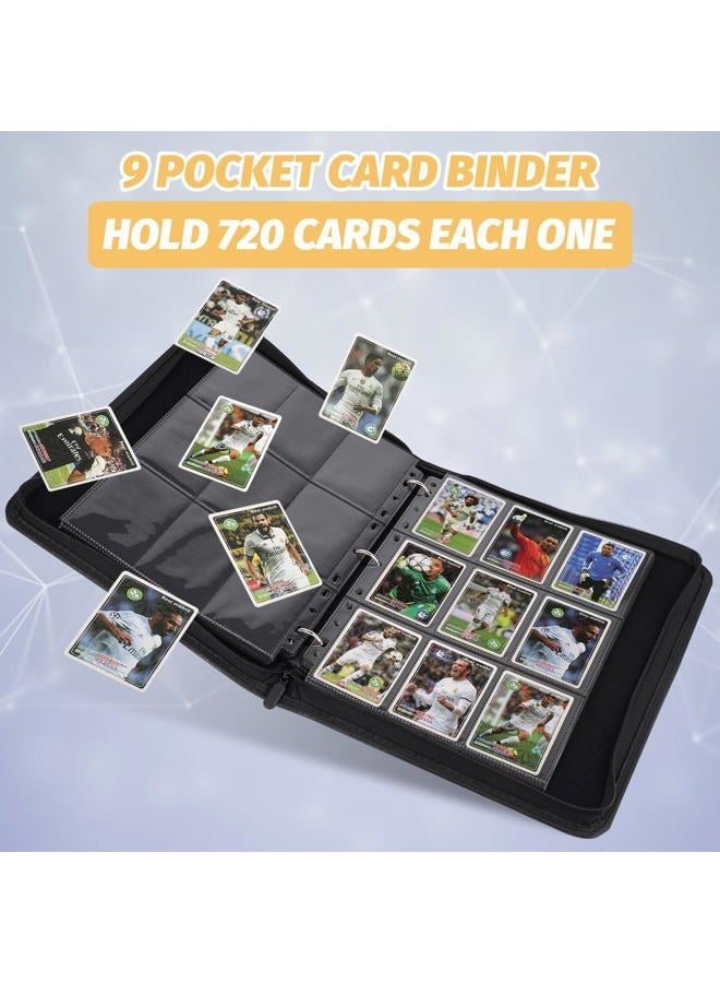 GERMUN 9 Pocket Card Binder, Premium Zip Trading Card Binder, 720 Double Sided Pocket PU Card Collection Binder, Collector Card Album, Card Folder for MTG, TCG, Sports Cards, Game Cards (Black1) - Image 4