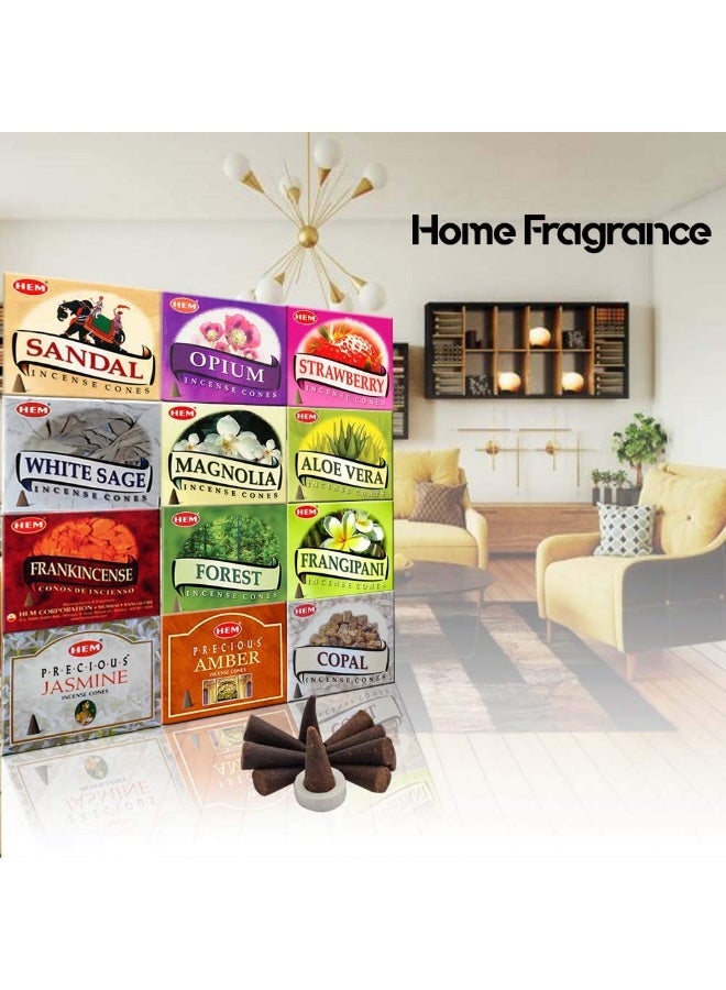 HEM 12 Assorted Boxes of HEM Incense Cones | Natural Fragrance For Aromatic Rooms | Meditation and Odor Remover, Air Purifier - Image 4