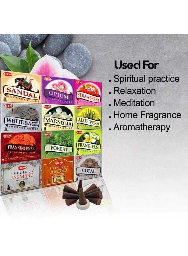 HEM 12 Assorted Boxes of HEM Incense Cones | Natural Fragrance For Aromatic Rooms | Meditation and Odor Remover, Air Purifier - Image 2