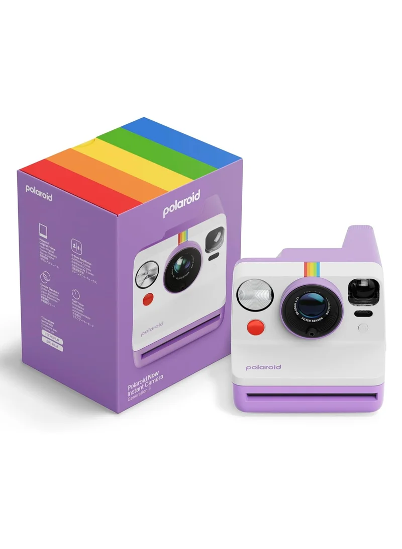 Polaroid Now Instant Film Camera Gen 3 | Classic Analog Instant Camera with Optimized Two-Lens Autofocus for Sharper Photos | Self-Timer, Double Exposure | USB-C Rechargeable | Compatible with i-Type & 600 Film - Purple