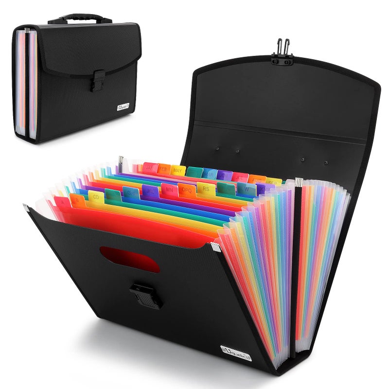 Uquelic 26 Pockets Expanding File Folder - Accordion Savor Document Organizer Folio Upgraded Durable Buckle, Base with Ergonomic Portable Handle/Large Legal Size Expandable File Organizer - Image 2