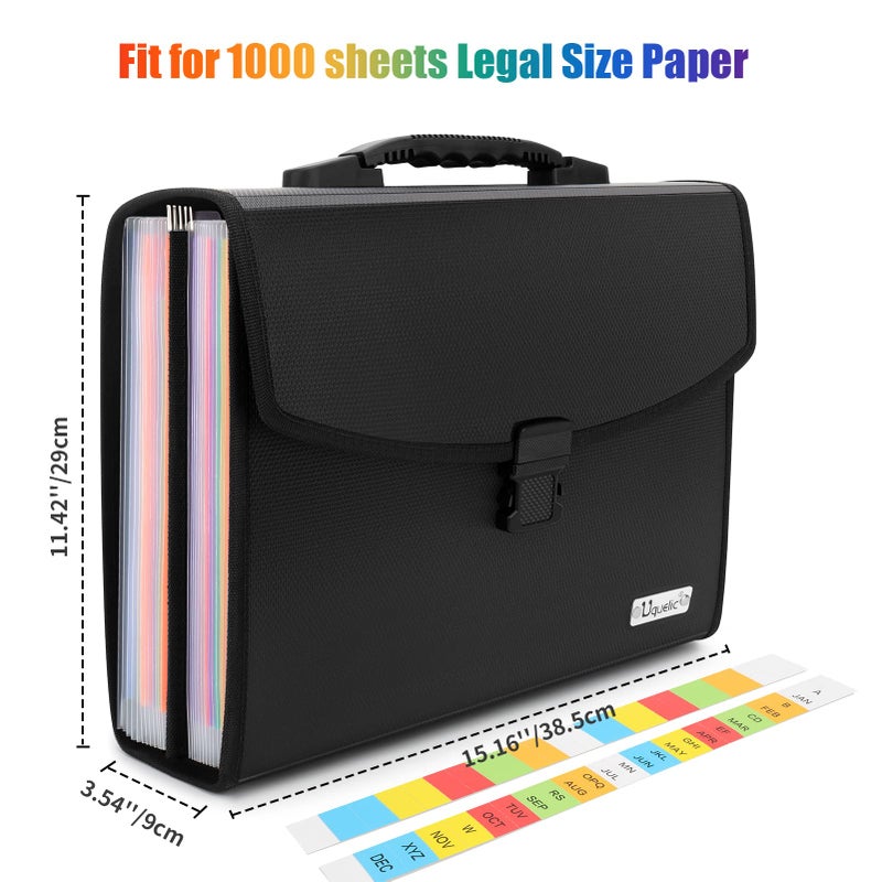 Uquelic 26 Pockets Expanding File Folder - Accordion Savor Document Organizer Folio Upgraded Durable Buckle, Base with Ergonomic Portable Handle/Large Legal Size Expandable File Organizer - Image 3