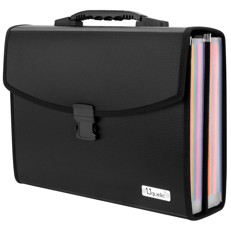 Uquelic 26 Pockets Expanding File Folder - Accordion Savor Document Organizer Folio Upgraded Durable Buckle, Base with Ergonomic Portable Handle/Large Legal Size Expandable File Organizer - Image 1