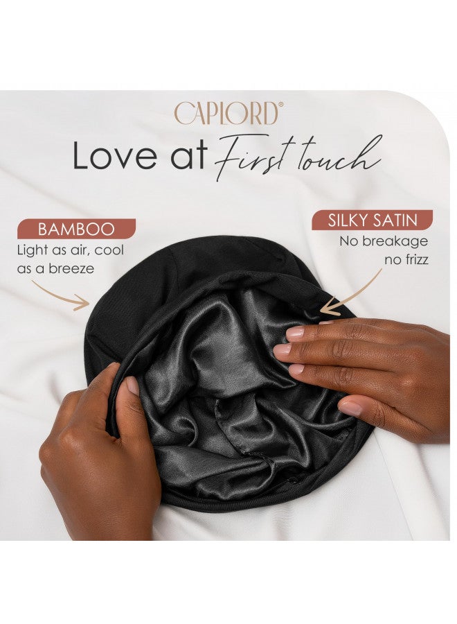 CAPLORD CAPLORD Silk Satin Bonnet Hair Cover Sleep Cap for Sleeping Beanie Hat Adjustable Stay On Headwear Lined Natural Nurse Cap for Women - Image 1