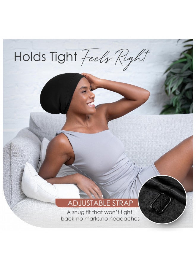 CAPLORD CAPLORD Silk Satin Bonnet Hair Cover Sleep Cap for Sleeping Beanie Hat Adjustable Stay On Headwear Lined Natural Nurse Cap for Women - Image 2