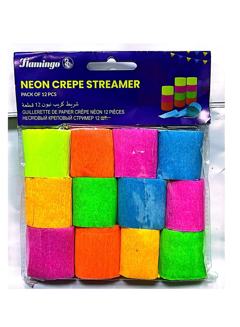 12 رول كريب نيون ستريمر متعدد الألوان - Image 1