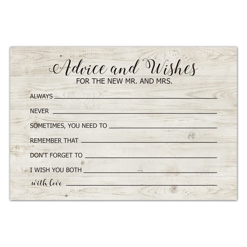 Advice and Wishes Cards for the New Mr and Mrs Bride Groom Newlyweds Wedding Advice Cards Perfect for Bridal Shower or Wedding Wedding Guest Book Alternative Pack of 50 4x6 Inch