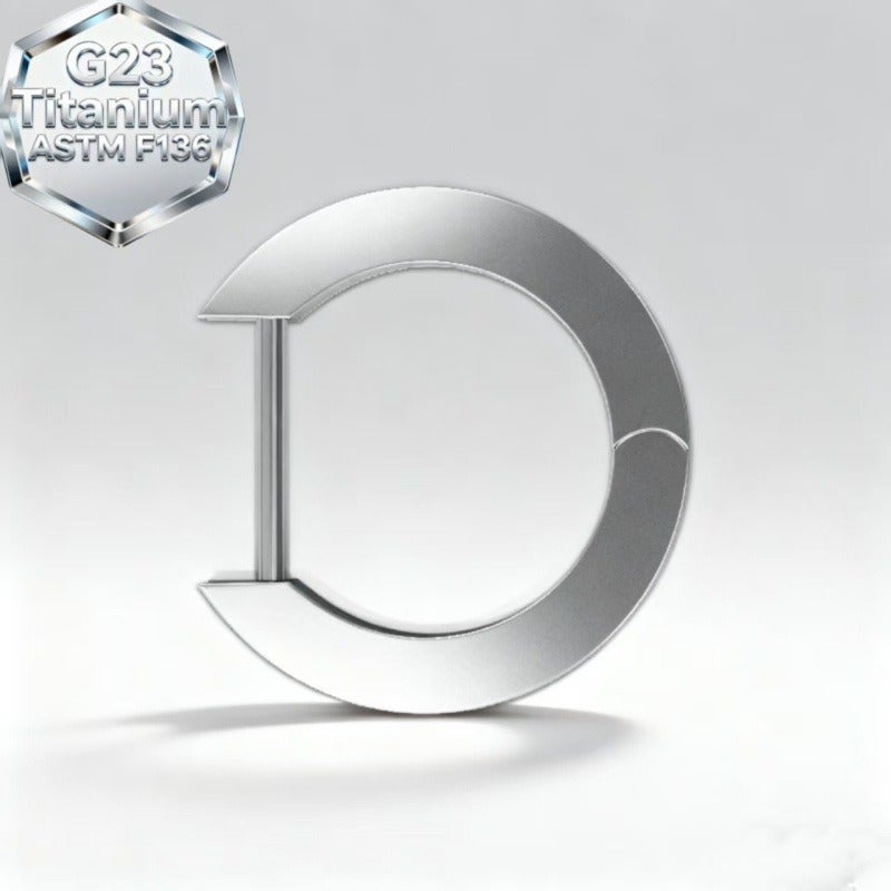 F136 Titanium Alloy Earrings Flat Straight Needle D-Shaped Hoop Earrings Plain Hoop Earrings g23 Titanium Alloy Geometric Plain Hoop