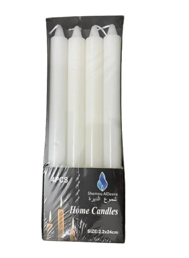 إيروريكس شموع منزلية 2.2 × 24 سم مجموعة من 4 قطع بيضاء في عبوة واحدة. - Image 1