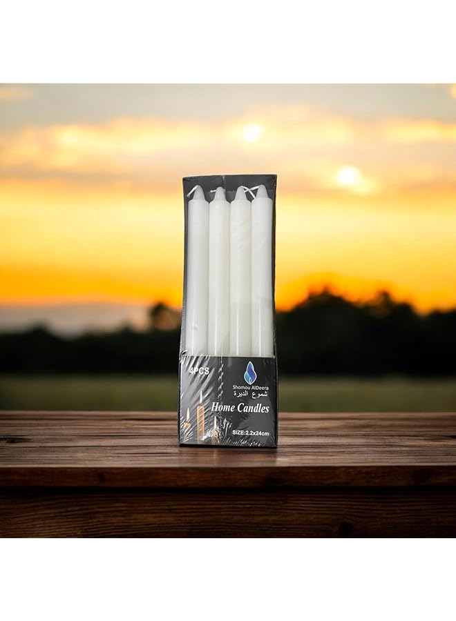 إيروريكس شموع منزلية 2.2 × 24 سم مجموعة من 4 قطع بيضاء في عبوة واحدة. - Image 4