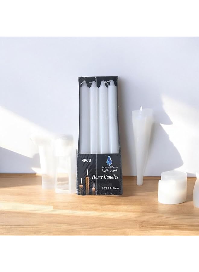 إيروريكس شموع منزلية 2.2 × 24 سم مجموعة من 4 قطع بيضاء في عبوة واحدة. - Image 3