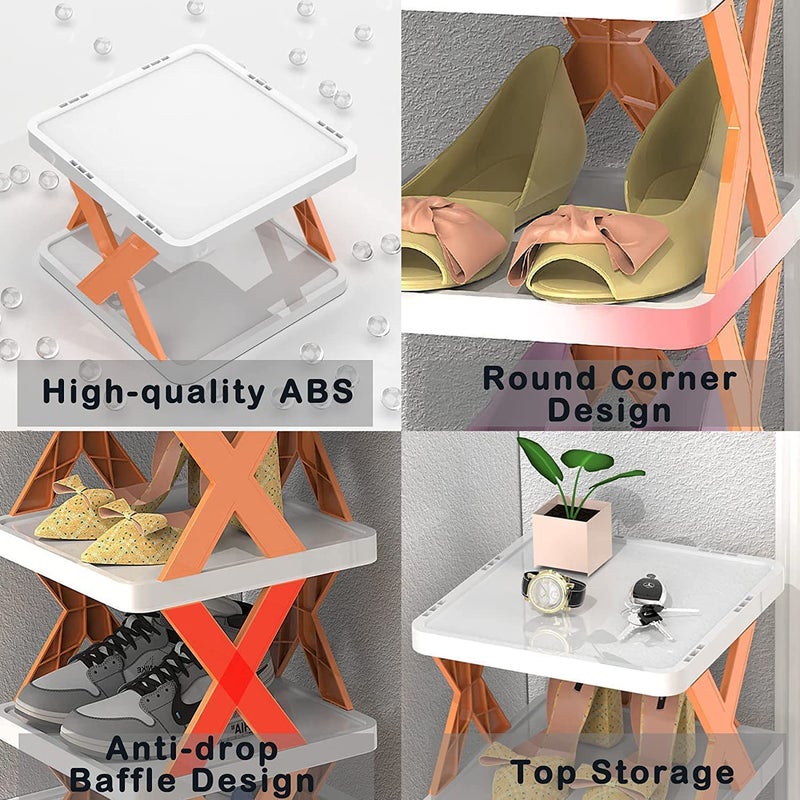 Zerolex 6 Layer Shoe RackStackable Shoe Storage Organizer for Bedroom Entryway Adjustable Shoe Rack Shoe Slots Organizer Shelf Easy Clean Shoe Tower Rack Multicolor - Image 4