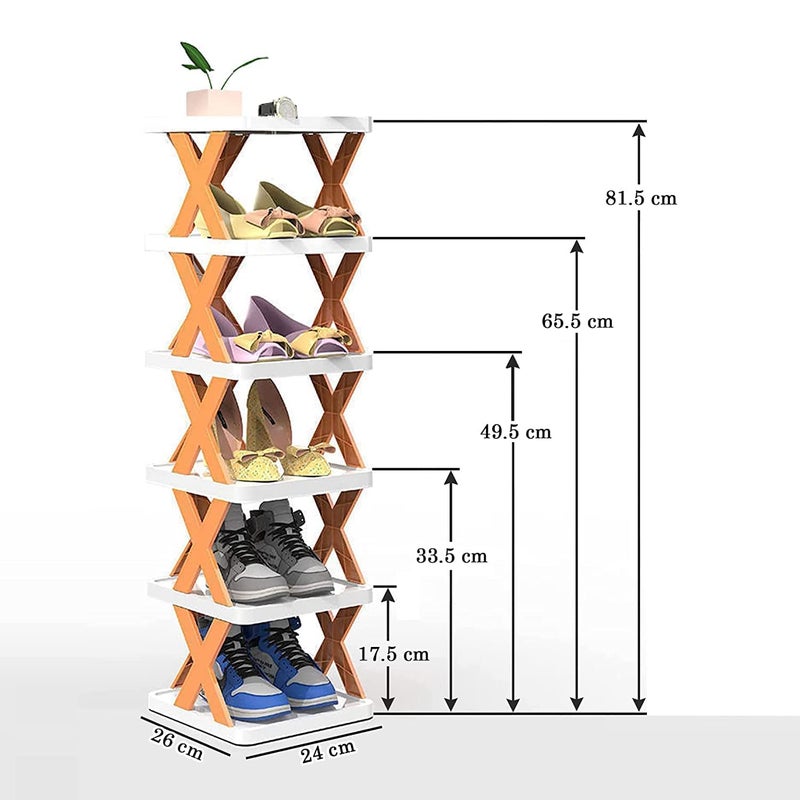 Zerolex 6 Layer Shoe RackStackable Shoe Storage Organizer for Bedroom Entryway Adjustable Shoe Rack Shoe Slots Organizer Shelf Easy Clean Shoe Tower Rack Multicolor - Image 2