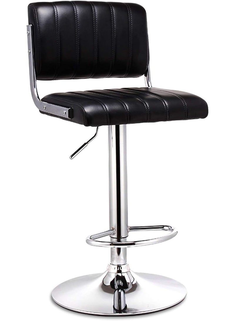 Generic Leather Counter Bar Chairs with Backrest Black-High Stool  - Image 1