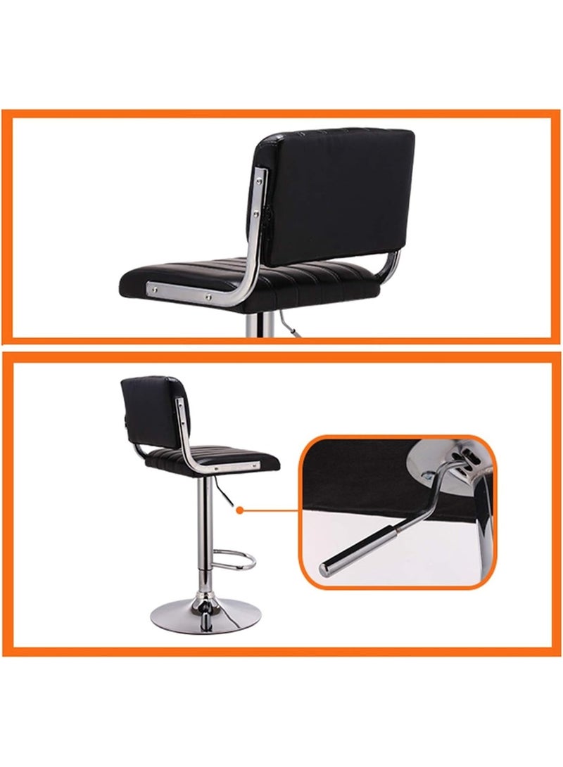 Generic Leather Counter Bar Chairs with Backrest Black-High Stool  - Image 2