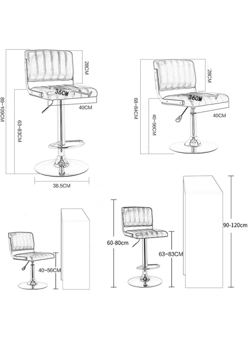 Generic Leather Counter Bar Chairs with Backrest Black-High Stool  - Image 3