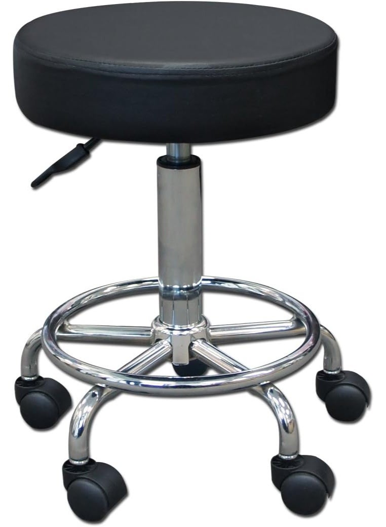 كرسي دوّار دائري 14 بوصة مع رفع هيدروليكي – كرسي قابل للتعديل من الفولاذ بعجلات للاستخدام في المنزل، المكتب أو الورش - Image 1