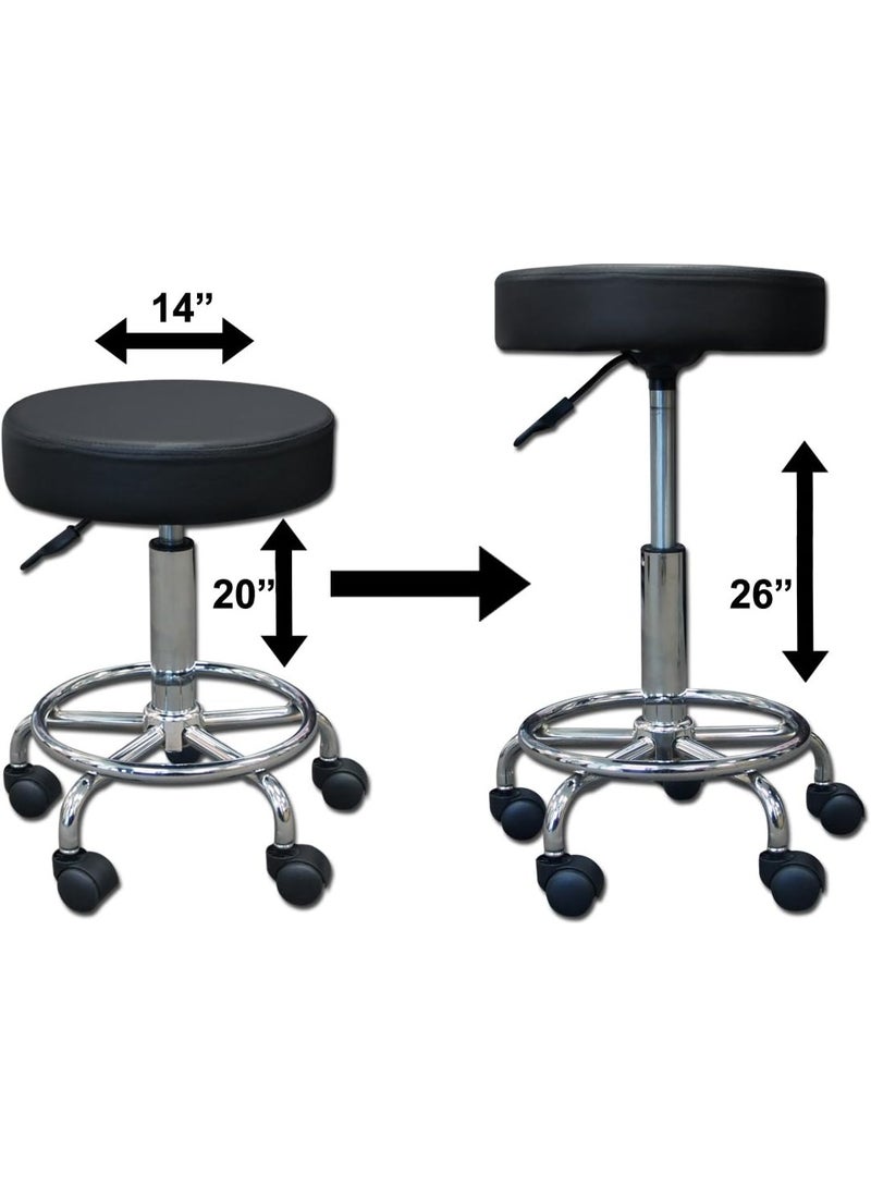 كرسي دوّار دائري 14 بوصة مع رفع هيدروليكي – كرسي قابل للتعديل من الفولاذ بعجلات للاستخدام في المنزل، المكتب أو الورش - Image 2