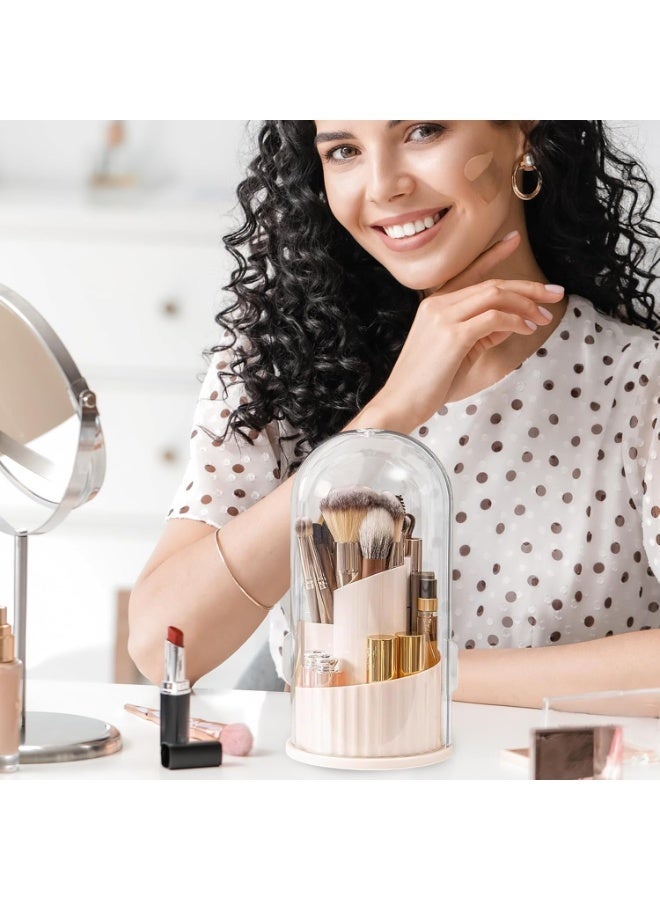 V.nice Makeup Brush Organizer Jewelry Container  360 Degree Rotating Containers with Lid Dustproof for Cosmetics and Brushes Storage Organization - Image 4