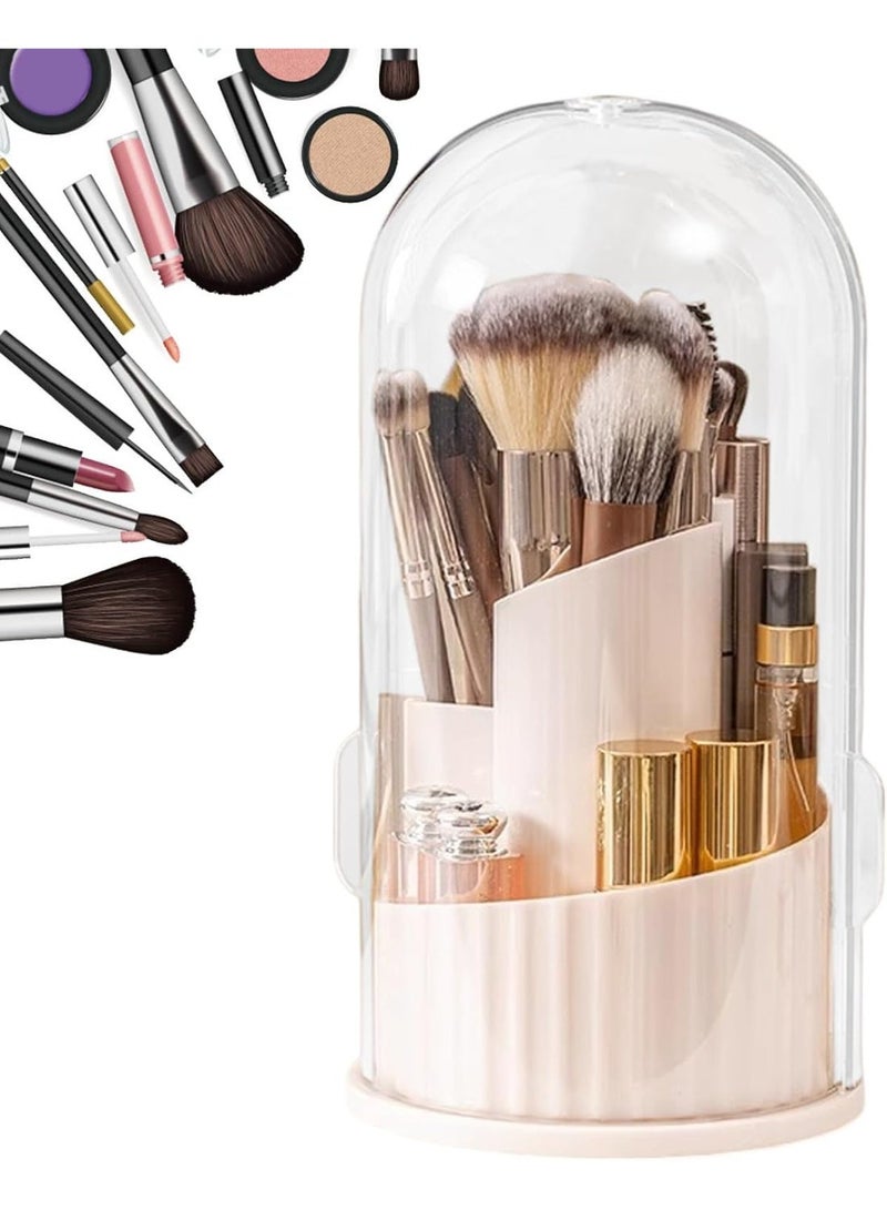 V.nice Makeup Brush Organizer Jewelry Container  360 Degree Rotating Containers with Lid Dustproof for Cosmetics and Brushes Storage Organization - Image 1