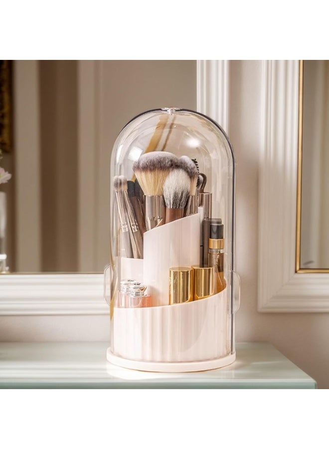 V.nice Makeup Brush Organizer Jewelry Container  360 Degree Rotating Containers with Lid Dustproof for Cosmetics and Brushes Storage Organization - Image 3